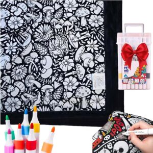 DIY Coloring Blanket With Markers Creative Personalization Halloween Pattern Blanket Stress Relief Unique Paint Art Decor Gift